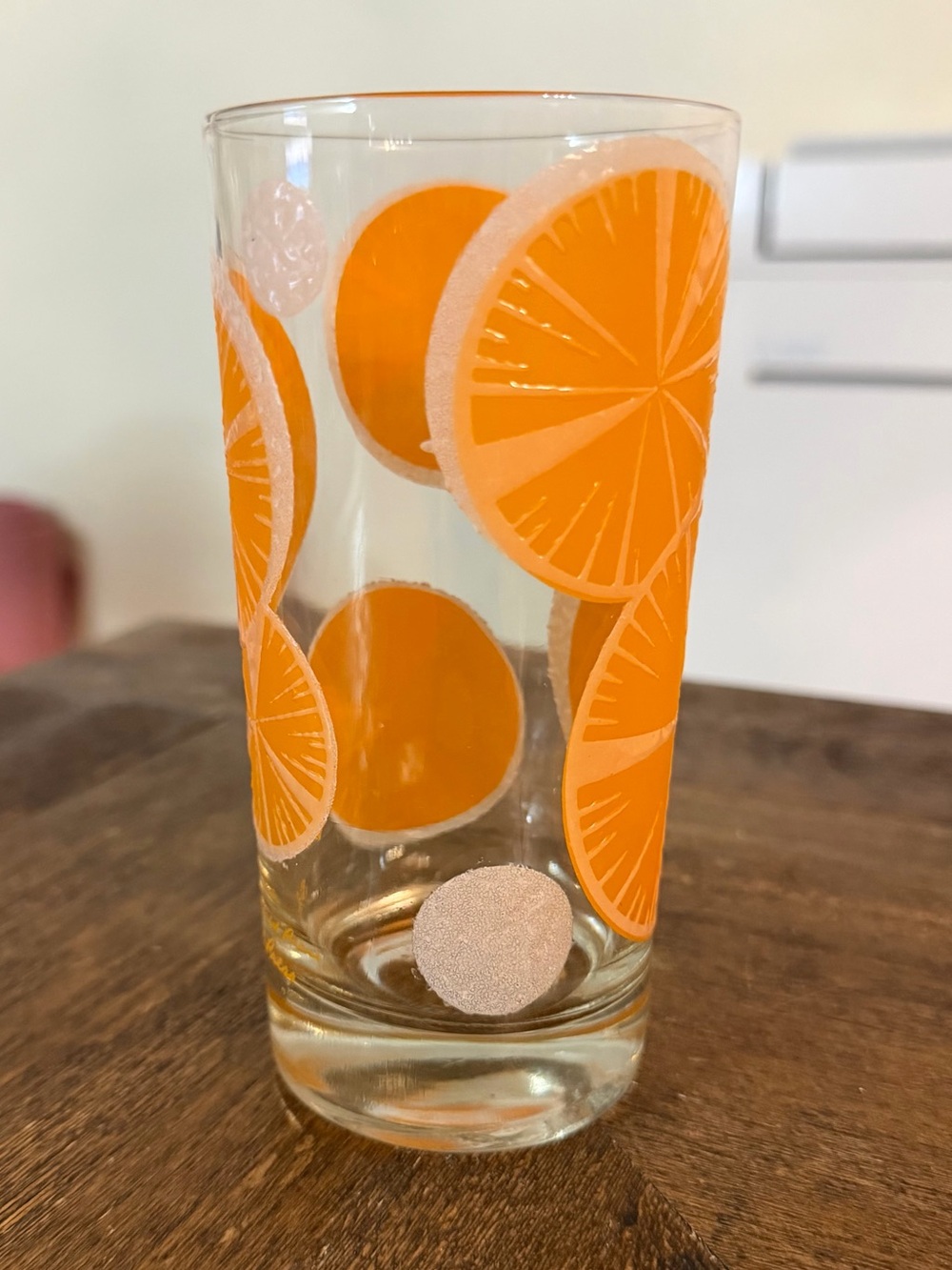 Vintage Fred Press Raised Sugared Orange Slice Highball Glass - Picture 2 of 11